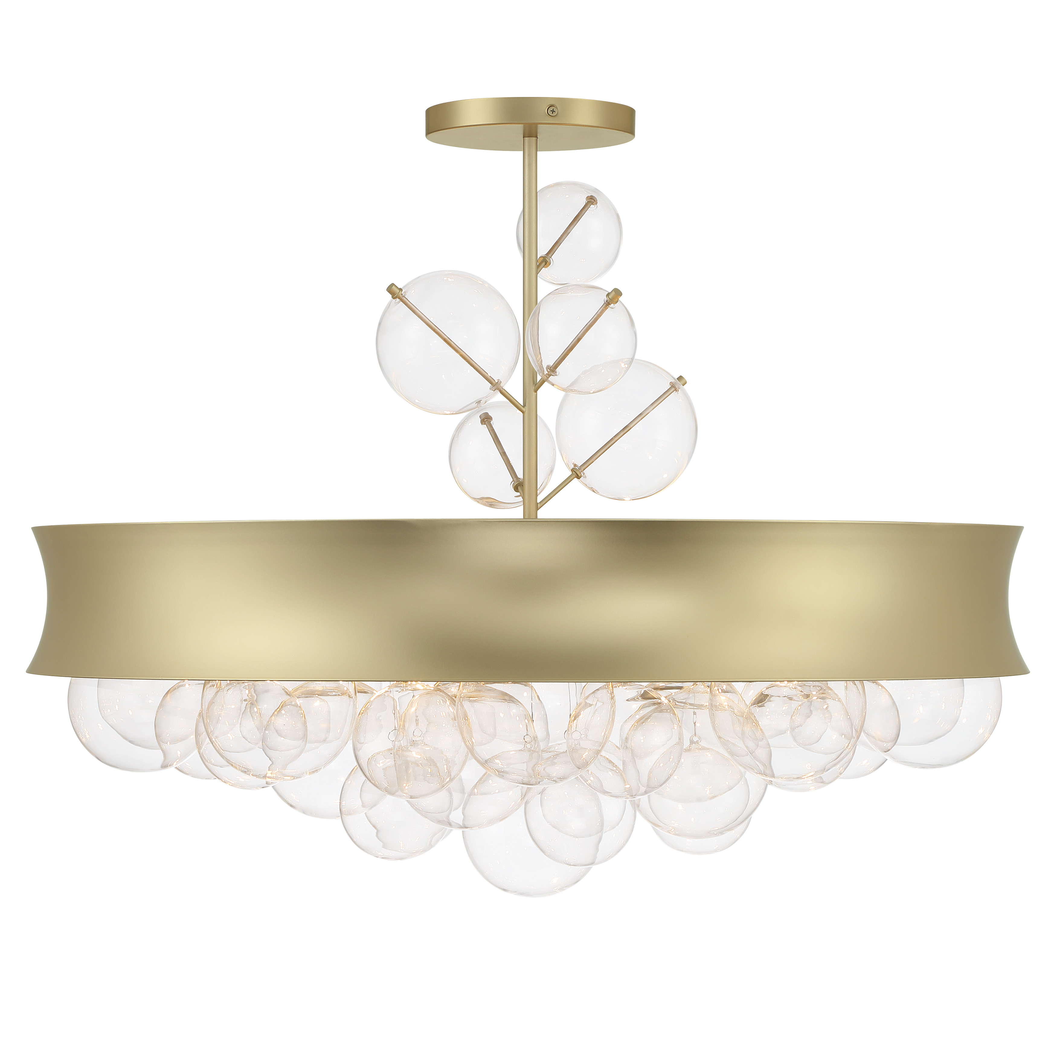 The Verdi Square by Robin Baron brings designer elegance with 8 lights in a sophisticated soft gold finish. Its convertible design and substantial 32-inch width make it perfect for large dining rooms and grand spaces. - alternate view