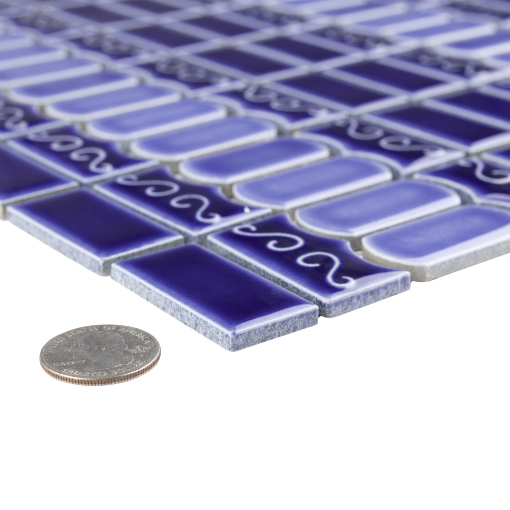 Modena Cobalt Blue 11-3/8 in. x 13-1/8 in. Porcelain Mosaic Tile