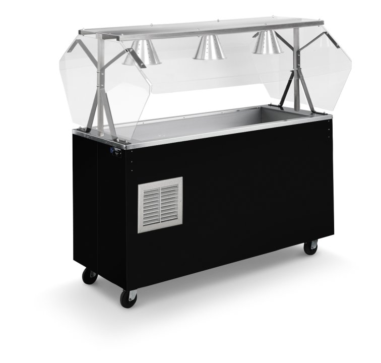 60-inch 2-Series Affordable Portable™ Refrigerated Cold Food Station with open storage in cherry woodgrain