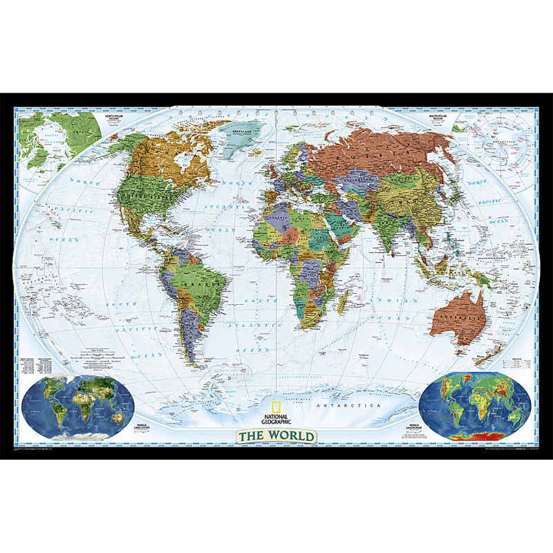 World Decorator Map, Laminated, 46" x 30.5"