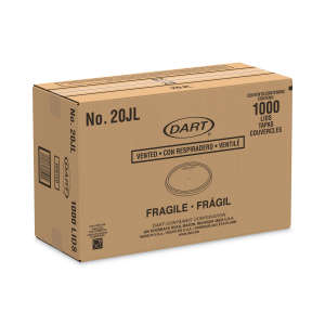 Dart, Plastic Lids for Foam Cups, Bowls and Containers, Flat, Vented, Fits 6-32 oz, Translucent