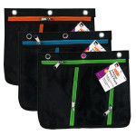 Charles Leonard 3 Pocket Pencil Pouch, Expanding to 1", 11"W x 9.5"H x 1"D - Assorted Colors, Pack of 3 CHL763953