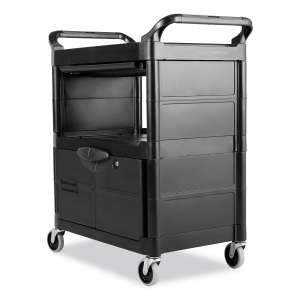 Rubbermaid Commercial, Lockable Doors and Sliding Drawer, Utility Cart, Black