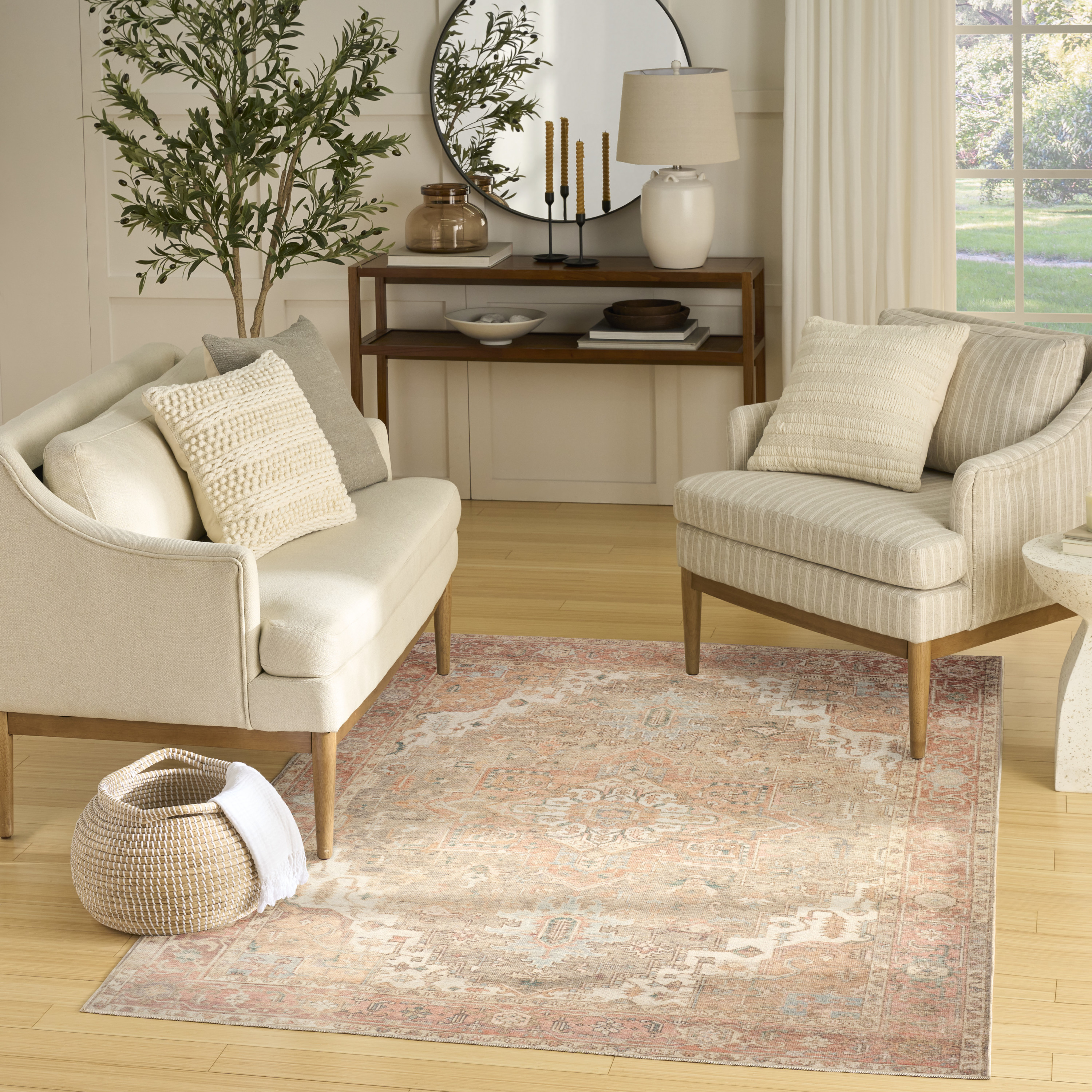 Nourison Vintage Washables 4' x 6' Coral Taupe Vintage Indoor Rug
