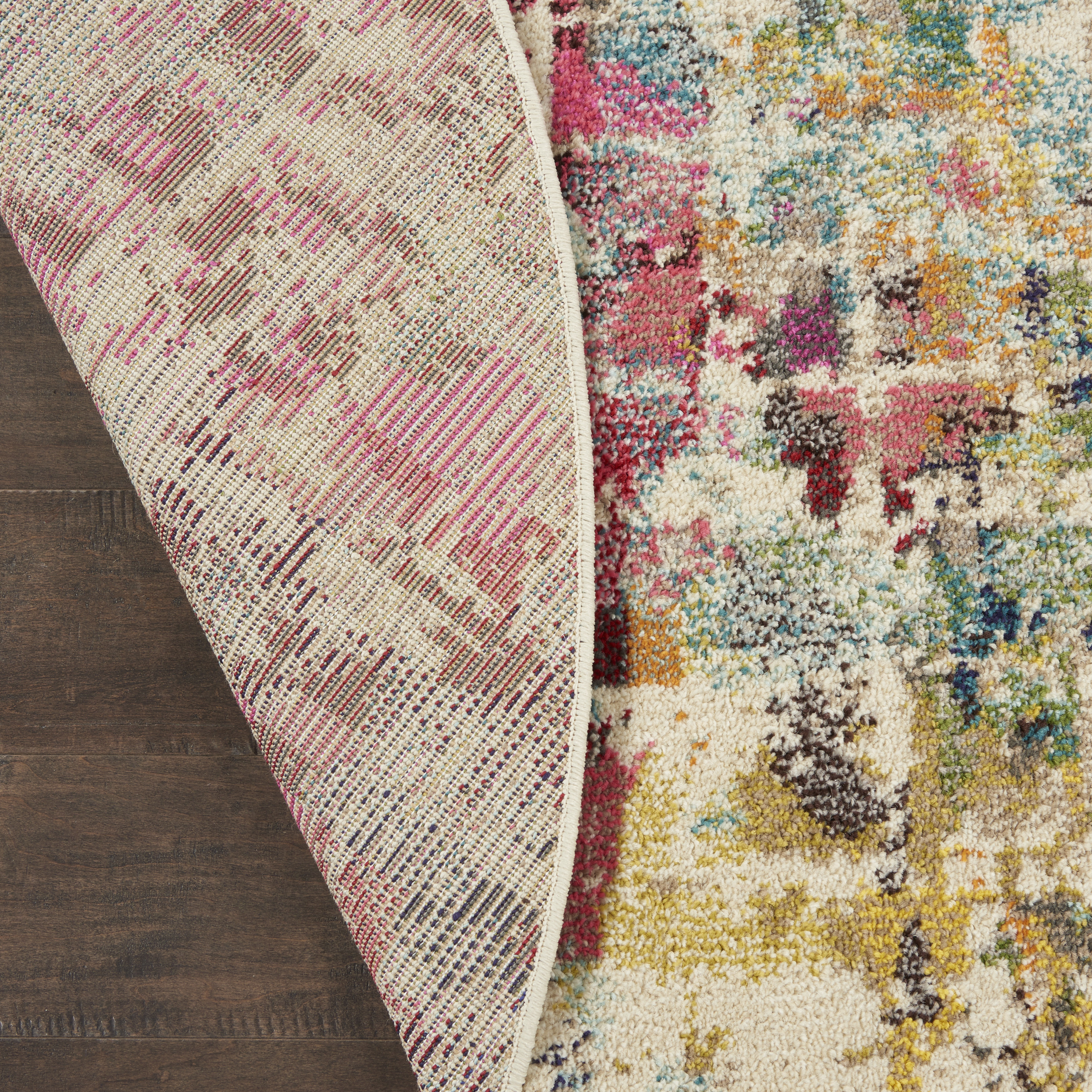 Nourison Celestial 5'3" x Round Pink Multicolor Modern & Contemporary Indoor Rug