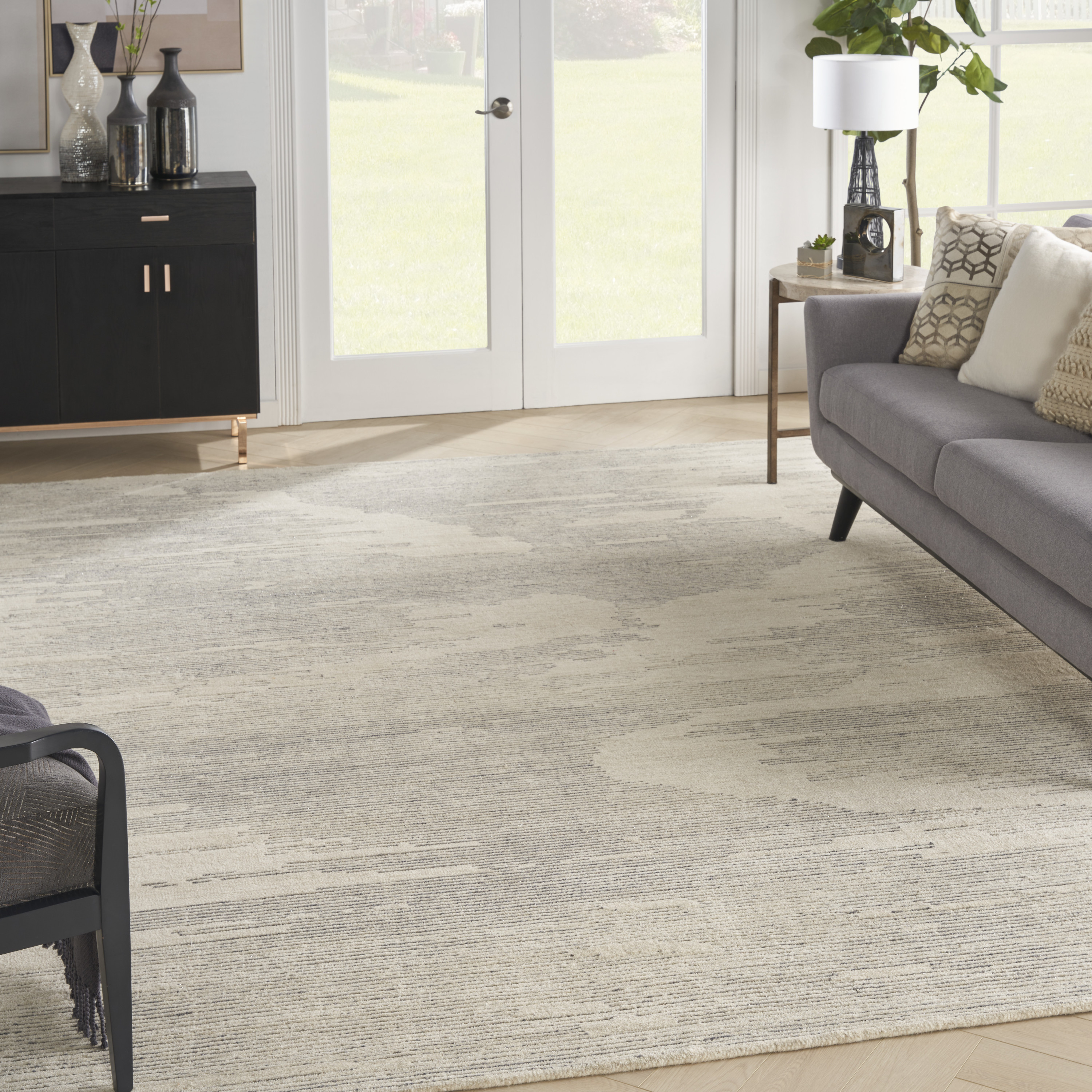 Michael Amini Ma30 Star 7'9" x 9'9" Ivory/Grey Modern Indoor Rug