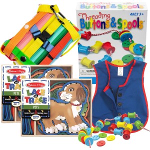Kit de actividades de destreza y habilidades motoras finas para personas mayores: herramientas para abrochar, cerrar cremalleras, cordones y coordinación sensorial