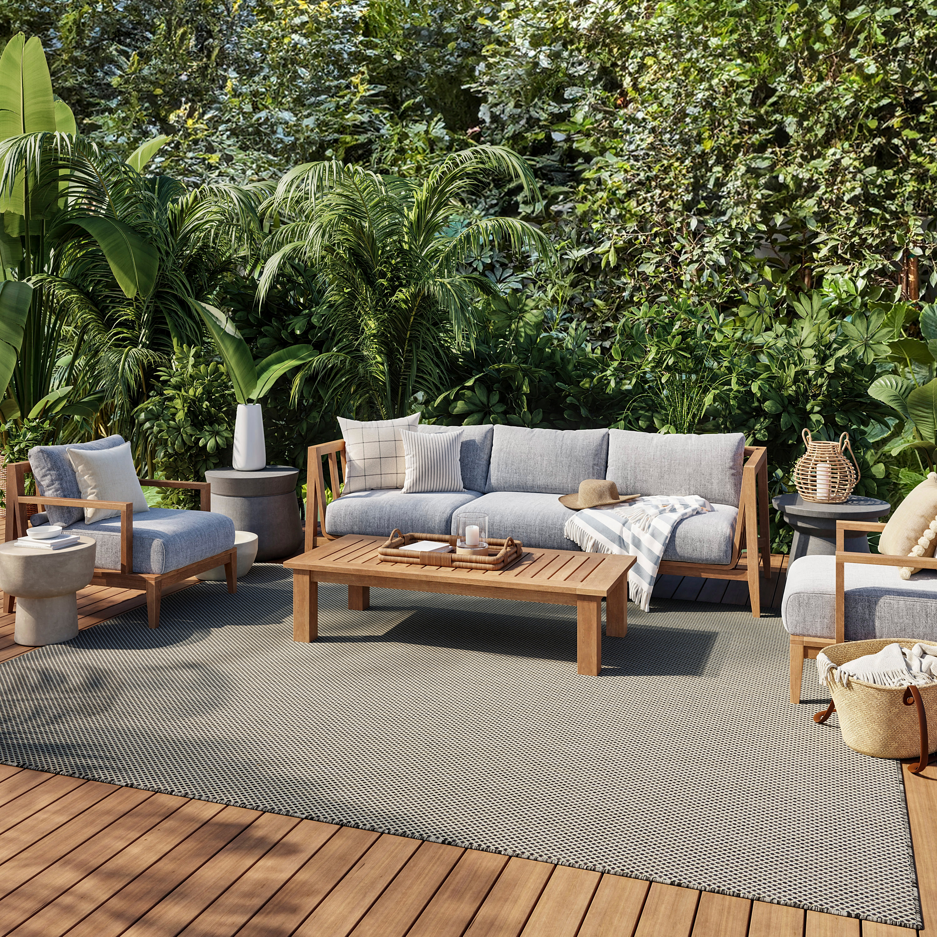 Nourison Courtyard 9' x 12' Ivory Charcoal Modern Rug