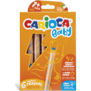 BABY Crayons 3 in 1 + Sharpener - 6 Pieces