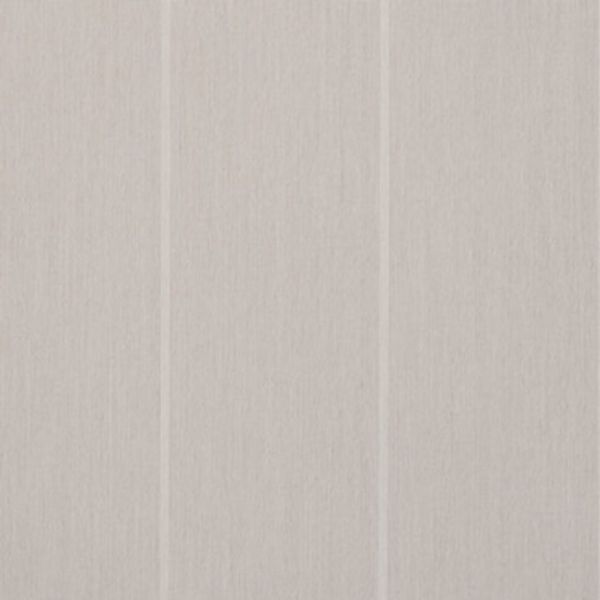Neutral beige vertical-striped fabric panels, hanging flush and slightly textured; filtering light softly. They fill the frame with even, diffuse lighting and no visible room features.