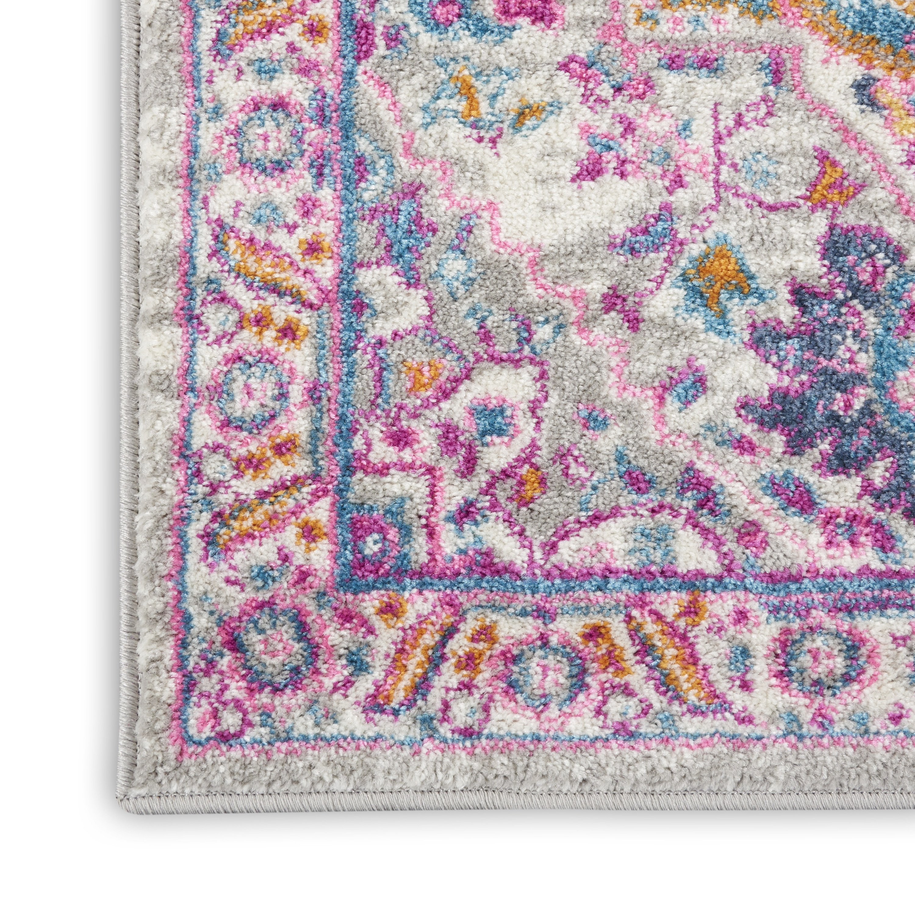 Nourison Passion 2'2" x 10' Light Grey Pink Bohemian Indoor Rug