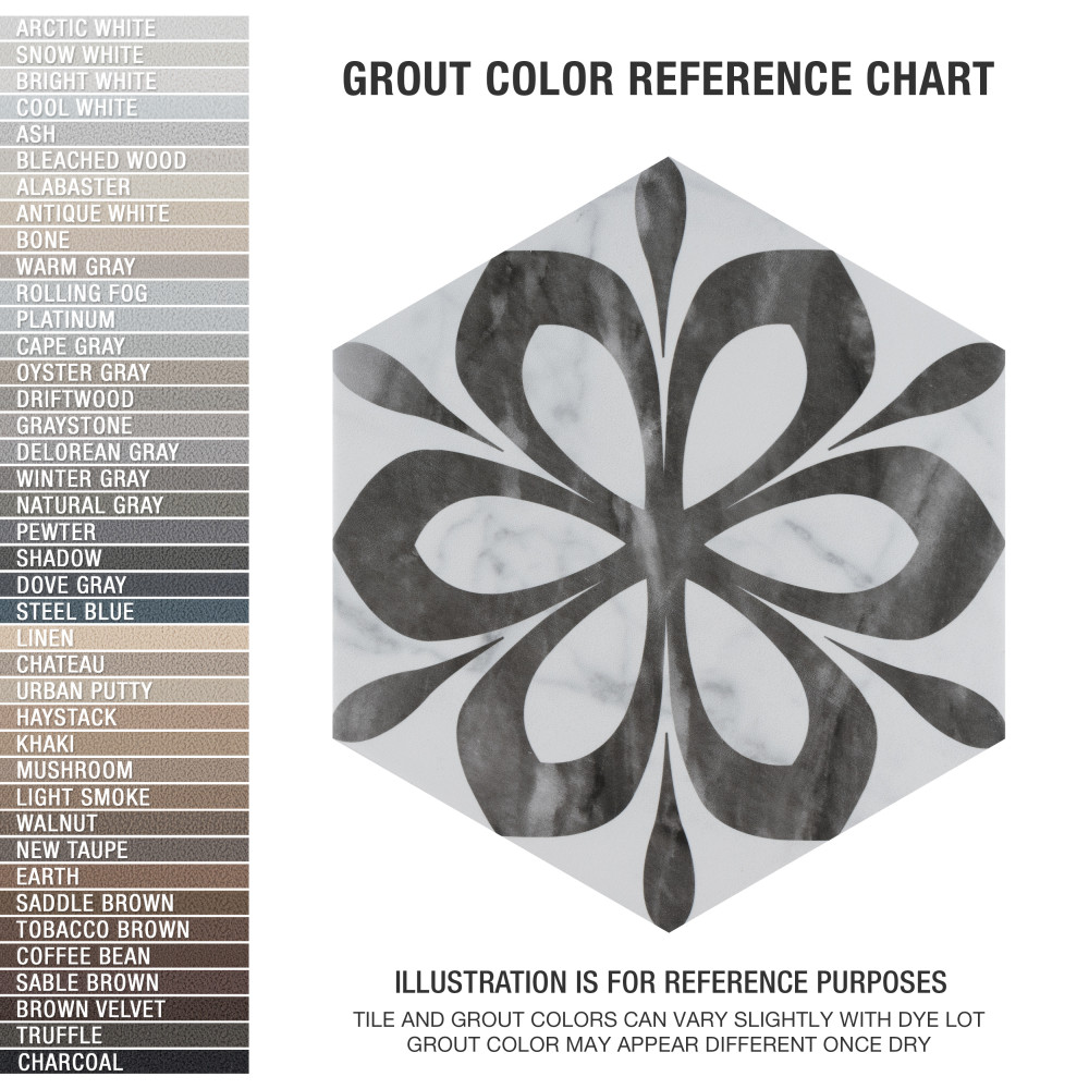 Classico Bardiglio Hex Daisy 7 in. x 8 in. Porcelain Floor and Wall Tile