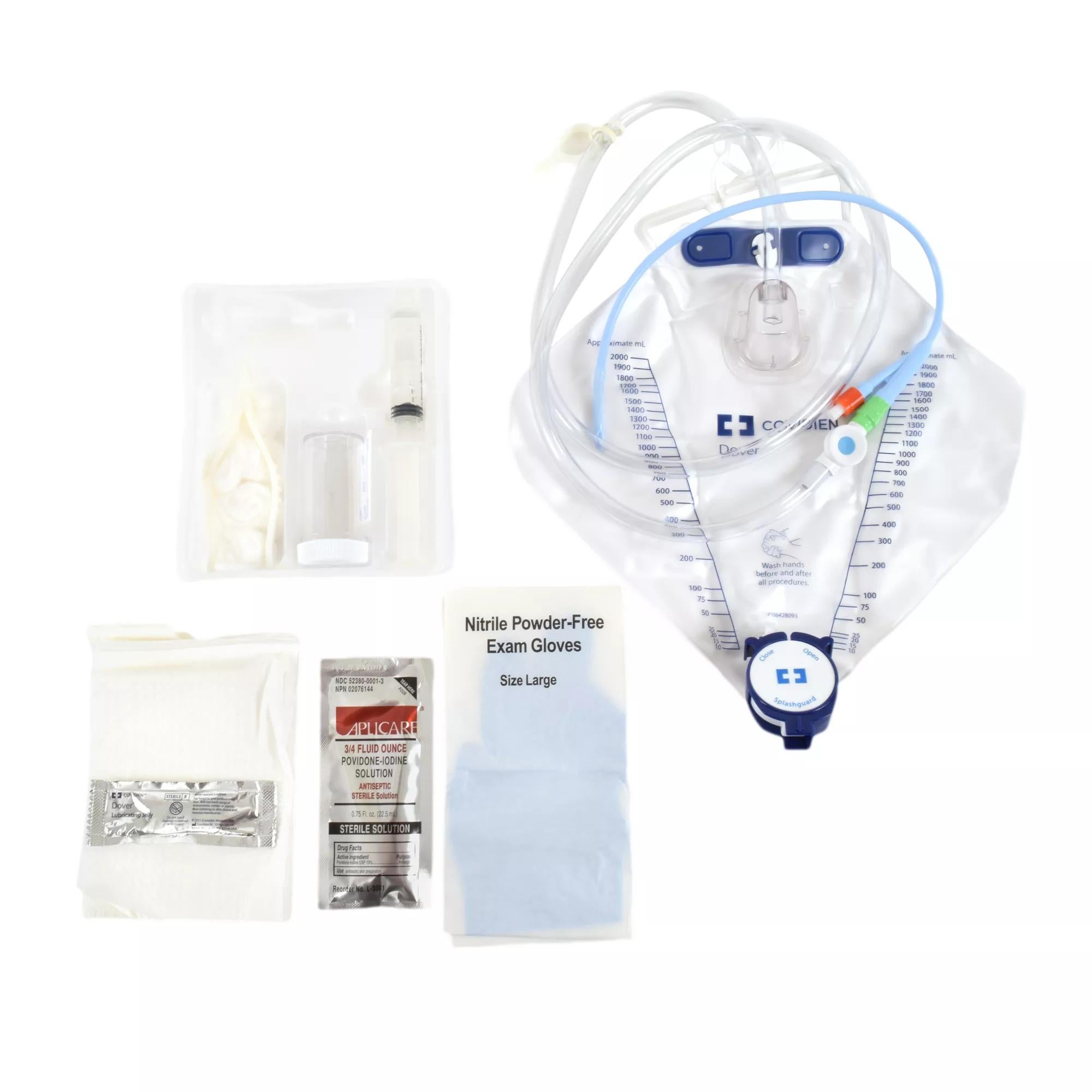 Dover™ Indwelling Catheter Tray, 16 Fr., Foley, Chamber Bag