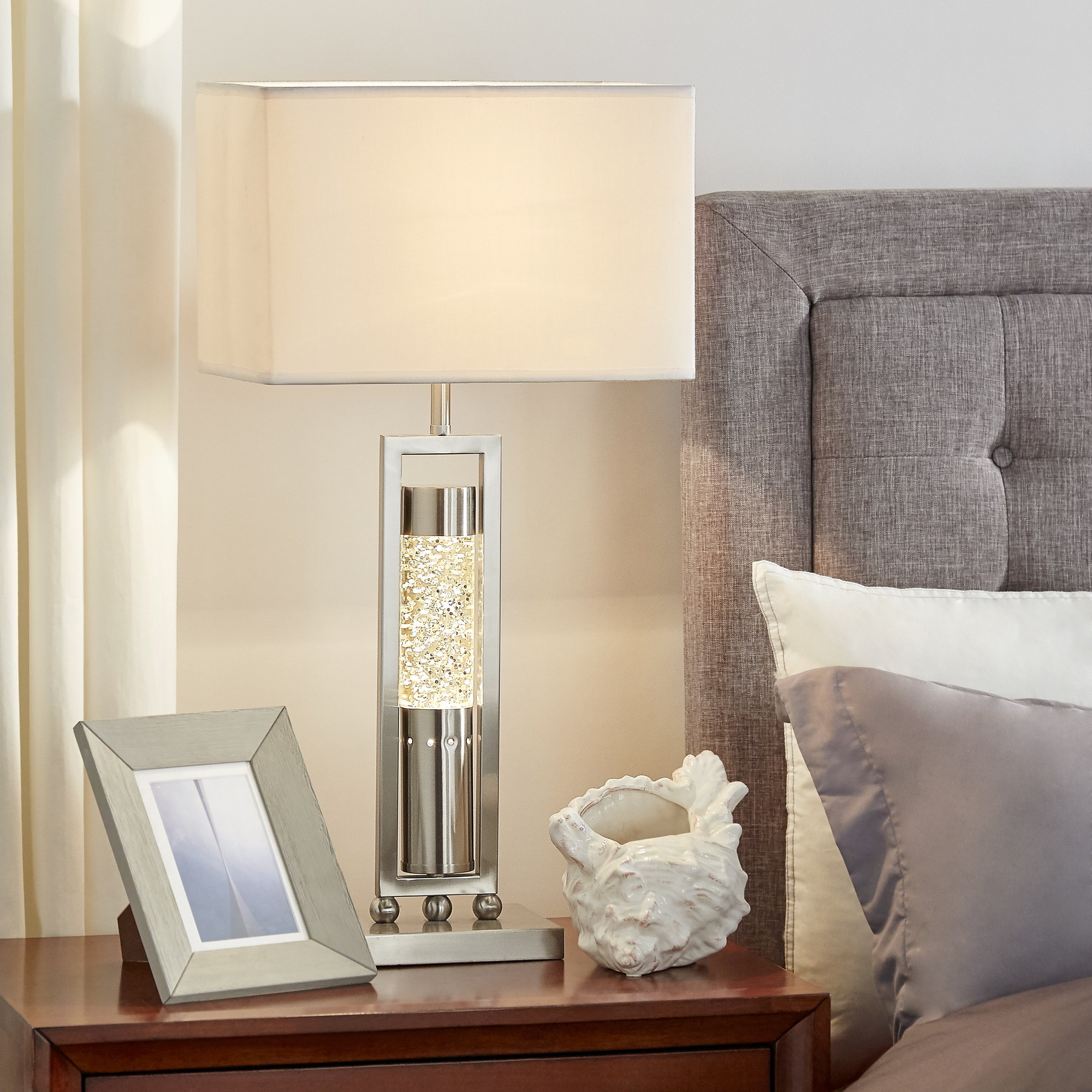 Rectangular Shade Sparkling Nickel Finish 28