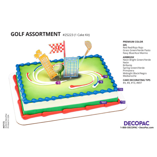 Golf Assortment Cake Decorating Instruction Card