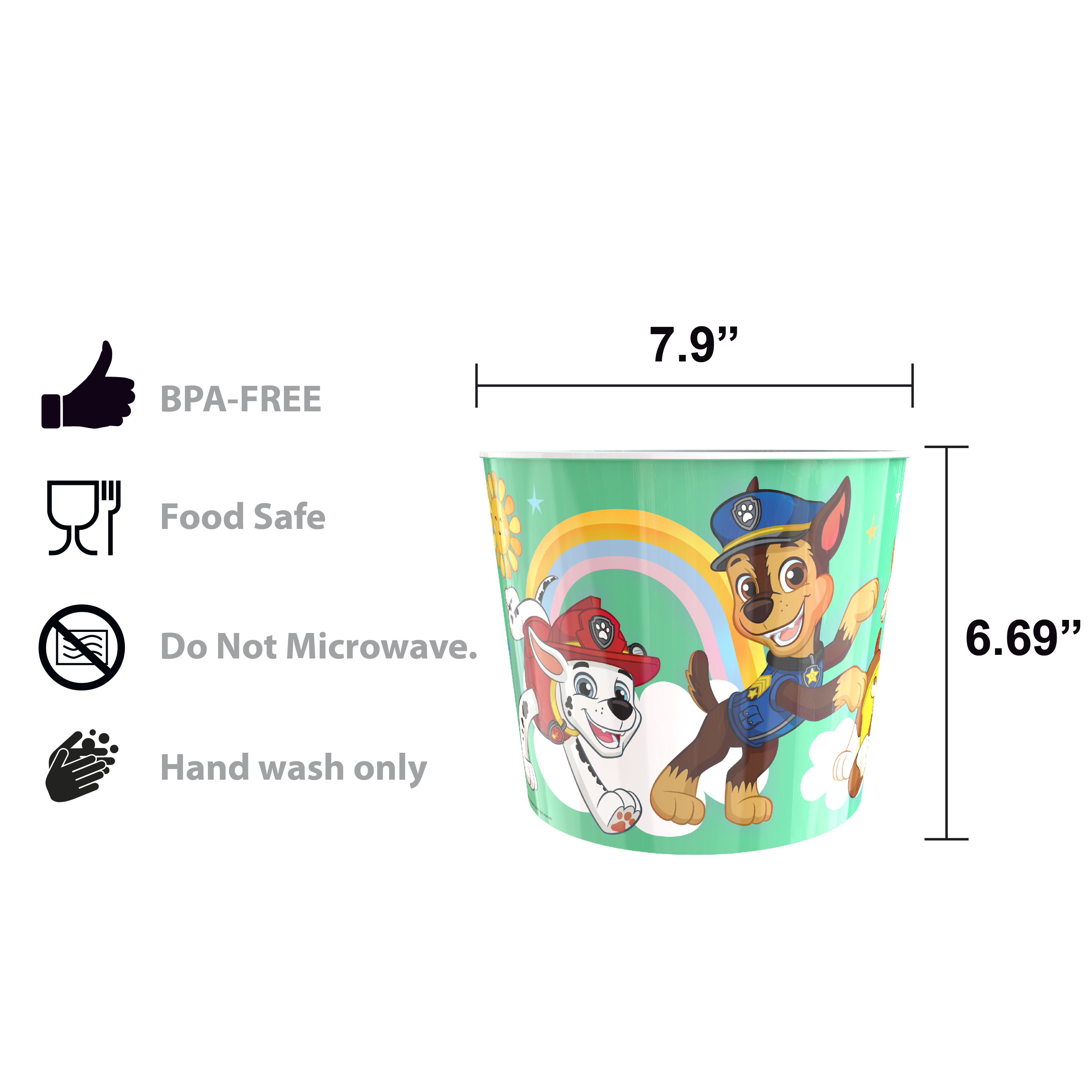 Paw Patrol Plastic Popcorn Container and Bowls, Chase, Marshall and Friends, 5-piece set slideshow image 10