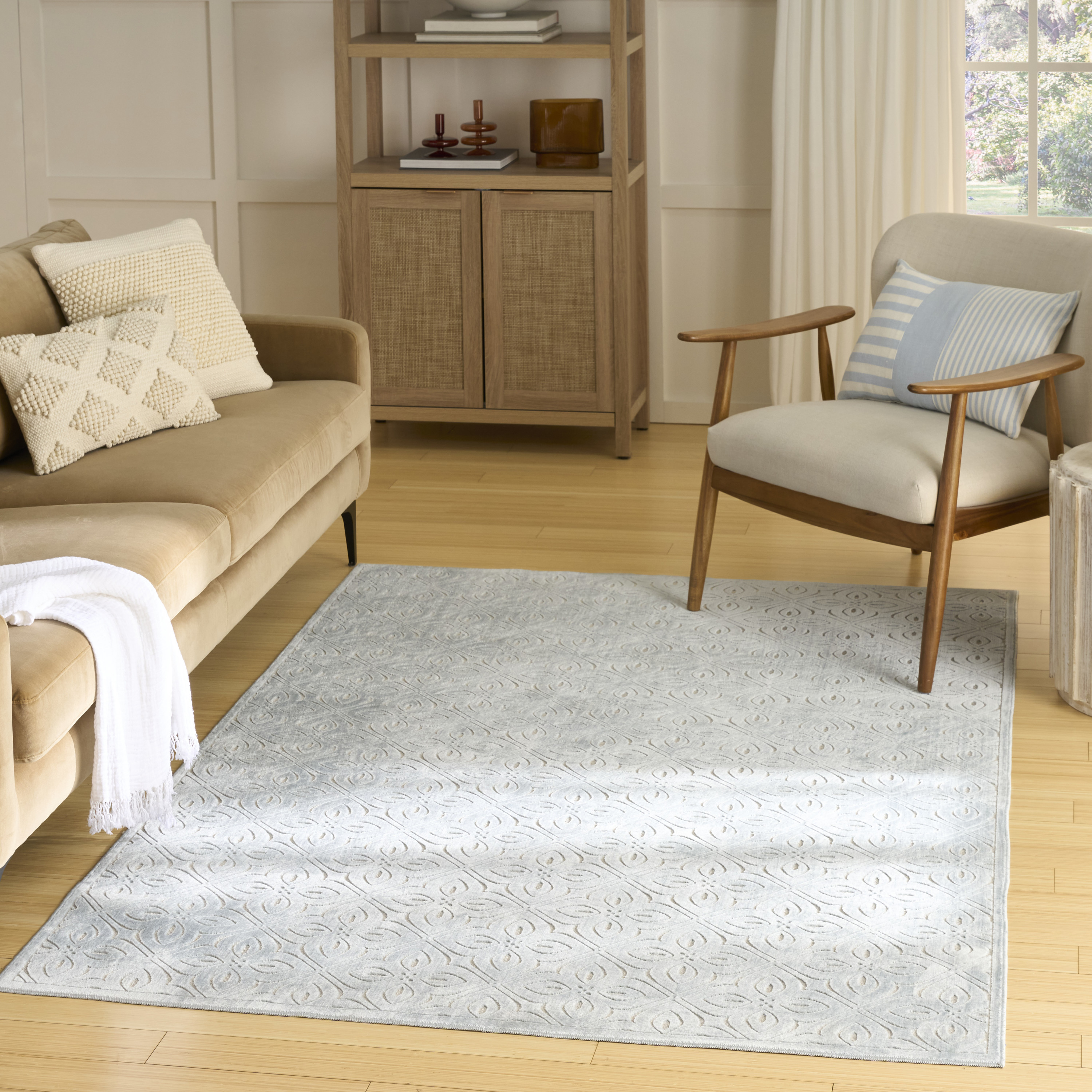 Nourison Washable Charm 6' x 9' Blue Ivory Contemporary Indoor Rug