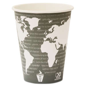 ECPEPBHC12WA, Eco-Products,Inc., World Art™ Renewable and Compostable Hot Cups, 12 oz, Gray