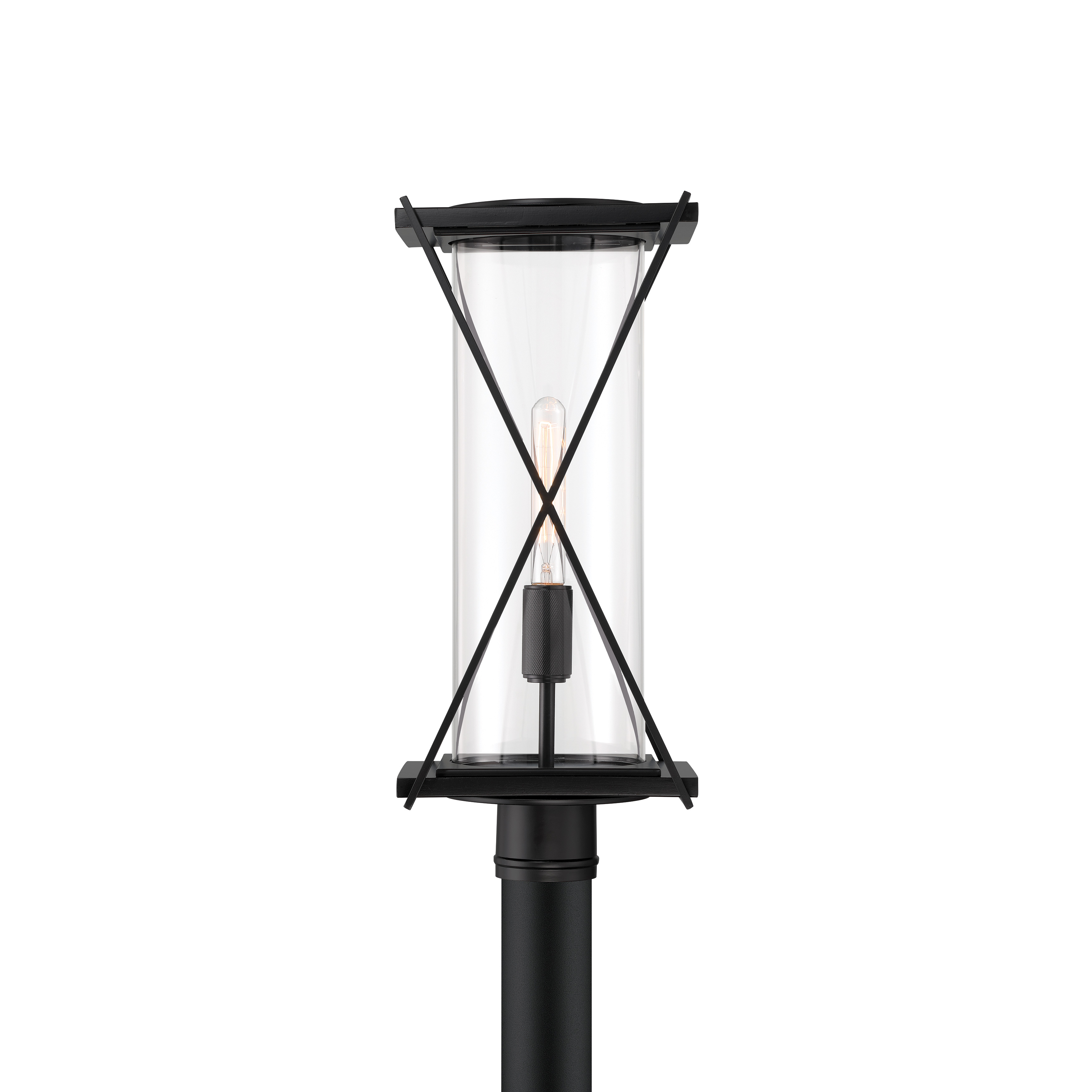 1-Light Outdoor Post Mount - Dark Matte Black with Clear Glass - alternate view