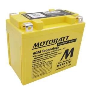 MOTMBTX12U, Motobatt, MBTX12U 12V AGM Battery