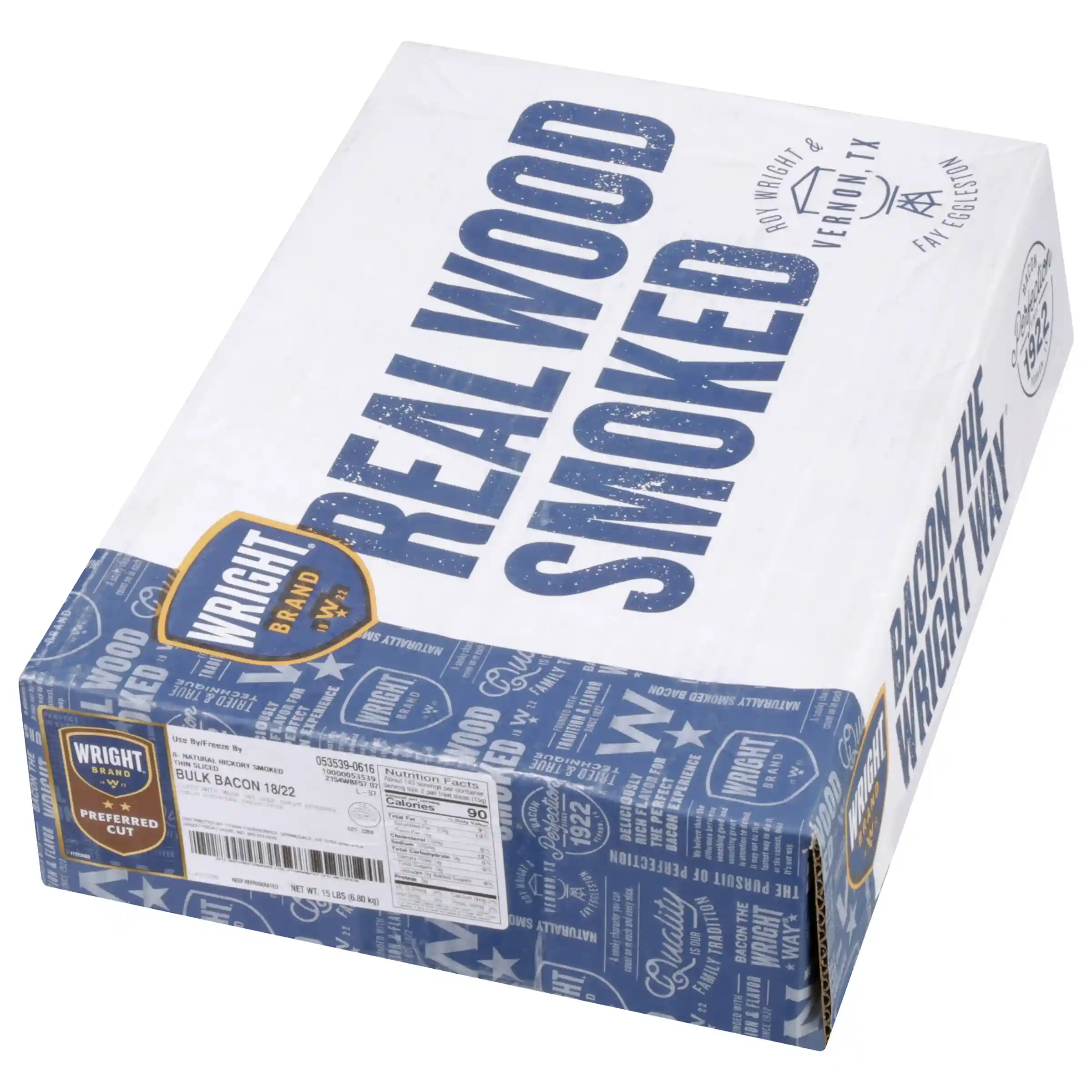 Wright® Brand Natural Hickory Smoked Thin Sliced Bulk Bacon 18/22_image_5