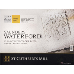 Saunders Waterford Watercolor Block, Rough, White, 140lb/300gsm, 20 Sheet, 16x12 inch, 1 Count