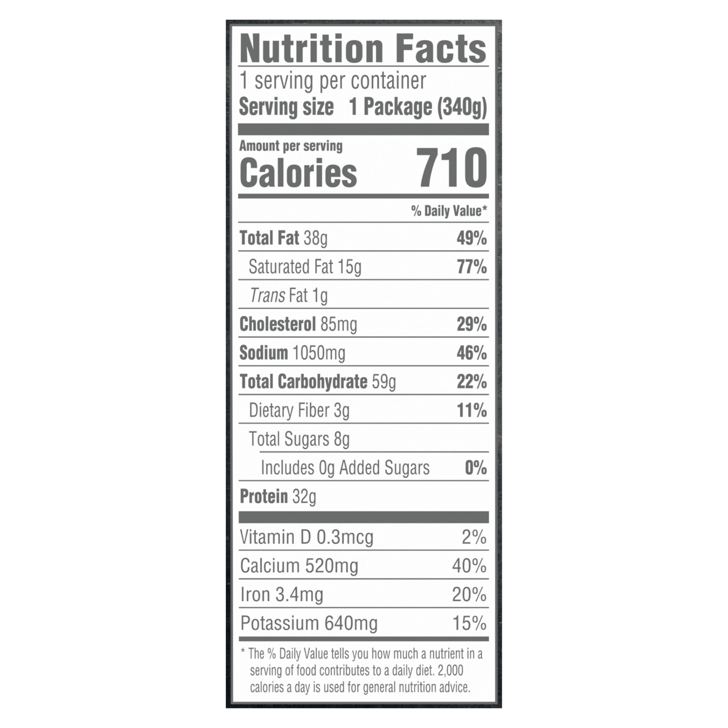 product nutritional facts image