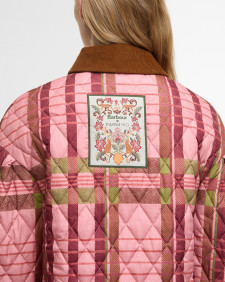 Barbour FARM Rio Ana-Clara Quilted Jacket Pink Tartan/Beige Heart Print