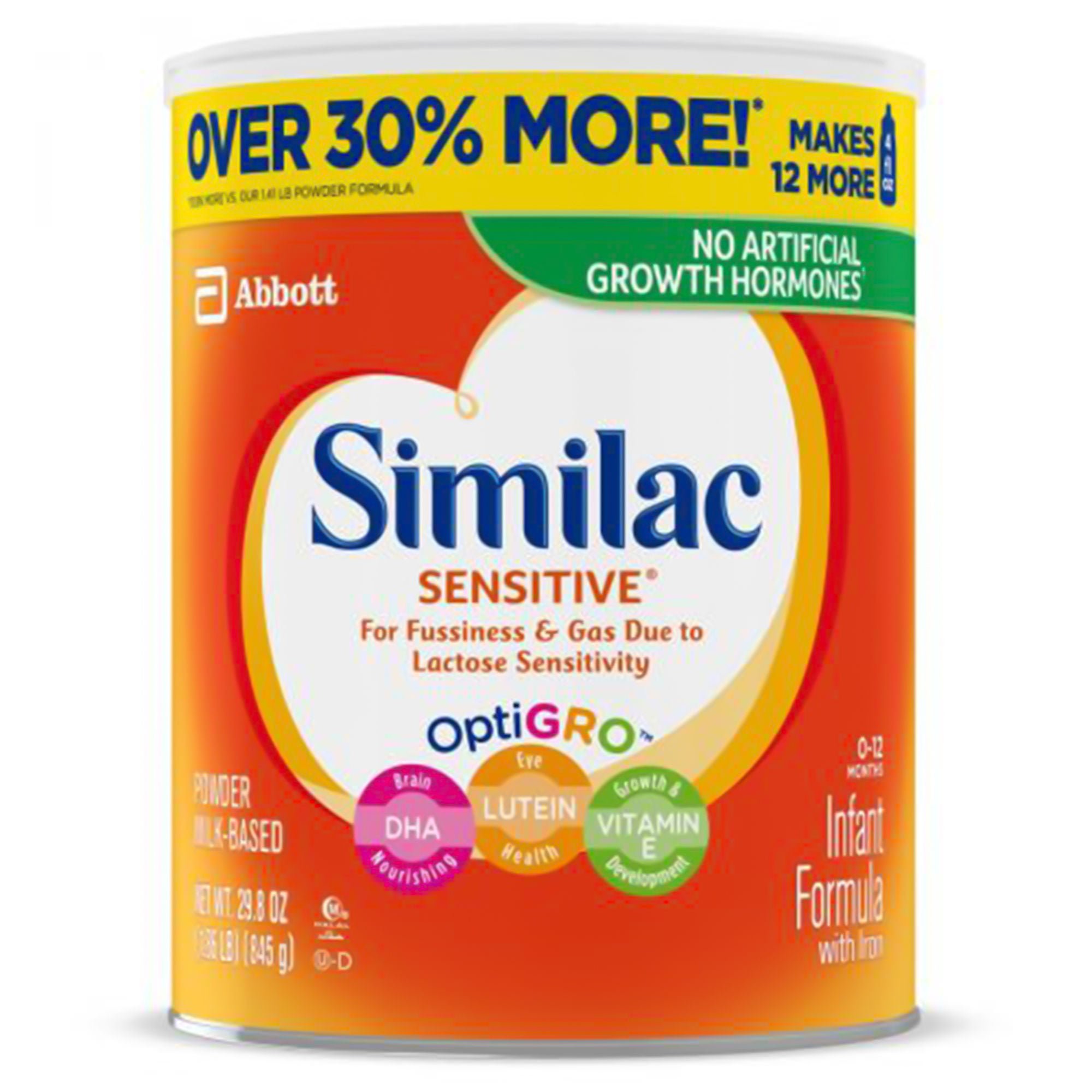 Infant Formula Similac Sensitive® Unflavored 29.8 oz. Can Powder Iron Lactose Sensitivity