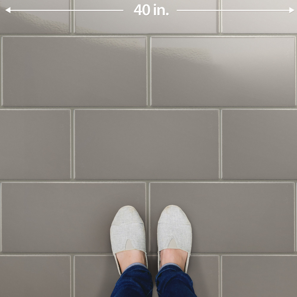 Piscina Glossy Dark Grey with BioTech 9-5/8 in. x 19-1/2 in. Porcelain Floor and Wall Tile