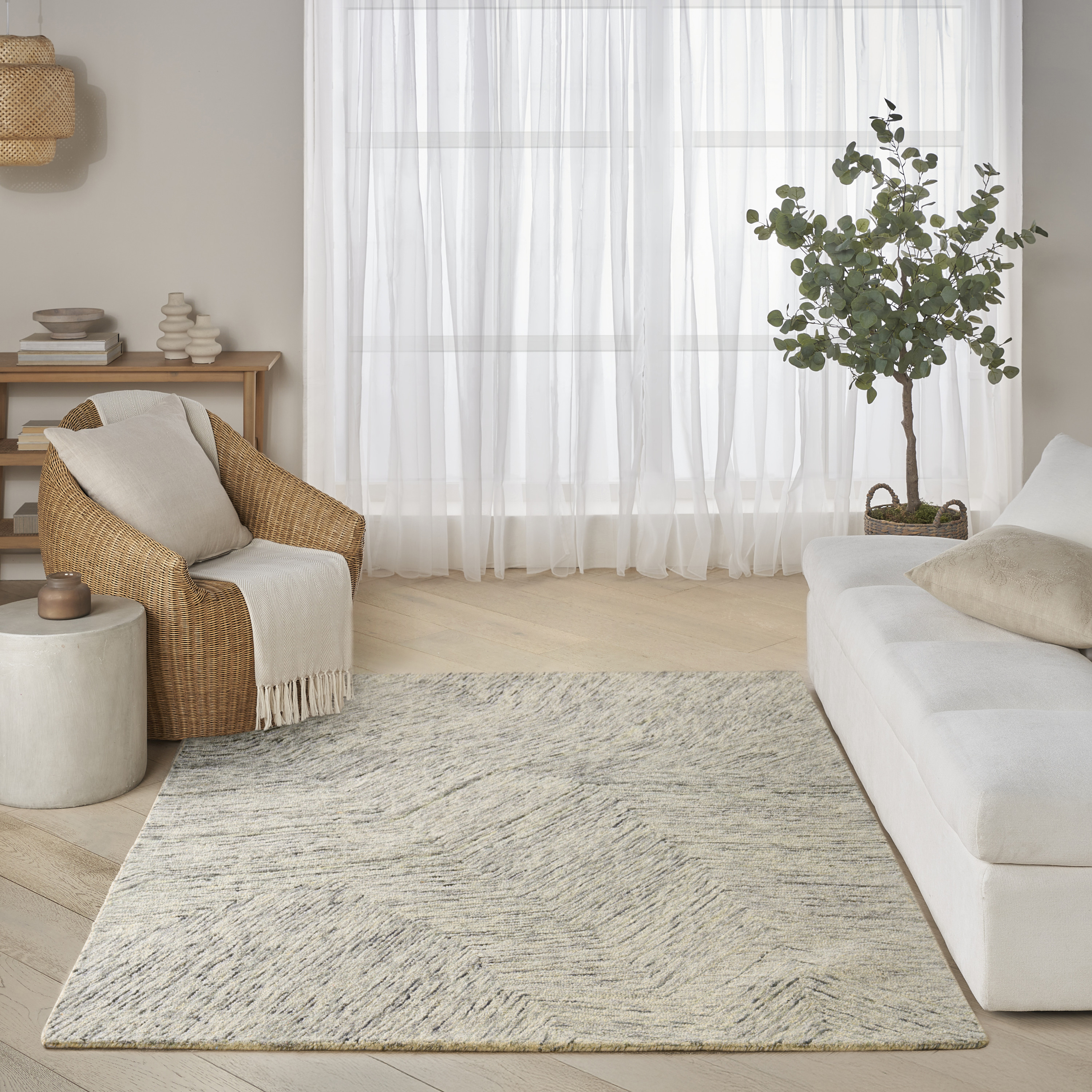 DKNY Pure Angles 5'3" x 7'3" Grey Modern Indoor Rug
