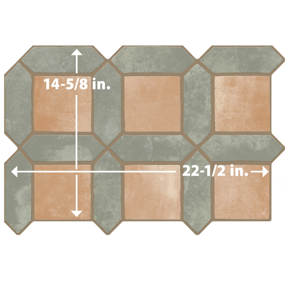 Picket Arendel Green with Terra Square 14-5/8 in. x 22-1/2 in. Porcelain Floor and Wall Tile