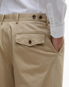 Herringbone Cotton Trousers Sand
