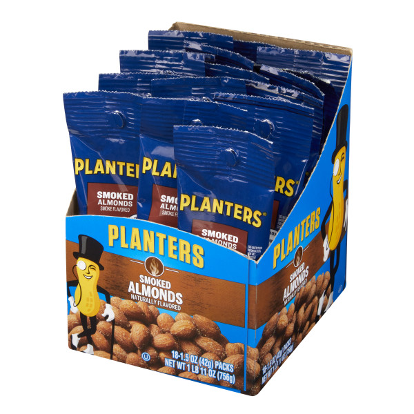 PLANTERS(r) Smoked Almonds Tube 1.5oz . C1RP - Front Right Pallet/Display (Hi Res)