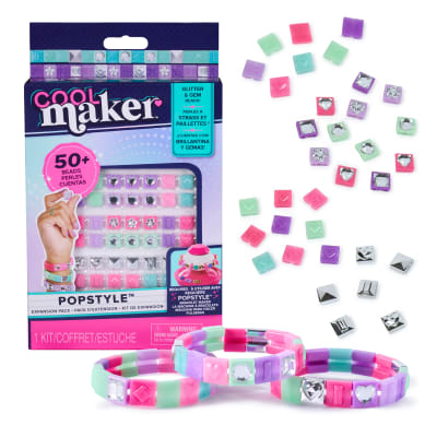 Cool Maker, PopStyle Expansion Pack, Bracelet Making Kit, over 50 Gem Beads, Makes 3 (Packaging May Vary), Arts and Crafts Jewlery Kit, Kids Toys for Ages 7 and up
