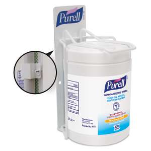Gojo, PURELL, PURELL, Hand Sanitizing Wipes Clamp for Single Wipes Bracket For Pole Mount, White