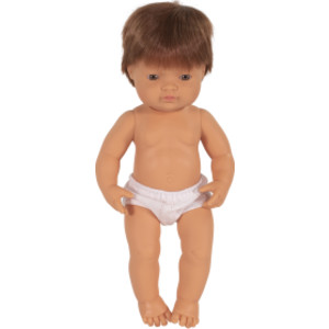 Anatomically Correct 15" Baby Doll, Caucasian Boy, Red Hair