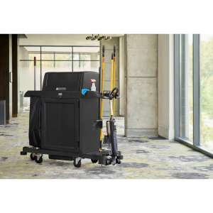 Rubbermaid Commercial, Full Size Housekeeping Cart with Locking Hood and Doors, Black