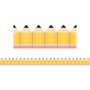 Yellow Pencils Die-Cut Decorative Border Trim, 35 ft