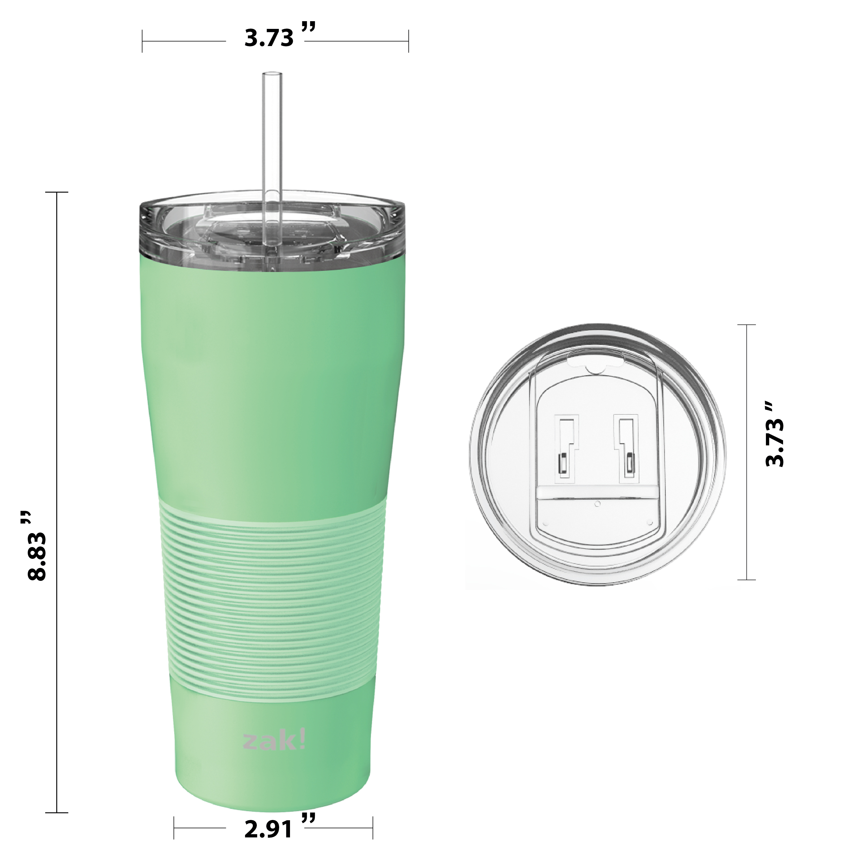 Zak Hydration 28 ounce Stainless Steel Vacuum Insulated Tumbler with Straw, Cool Mint slideshow image 6