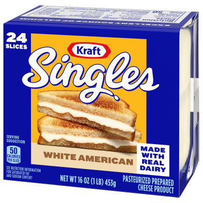 Kraft Singles White American Cheese Slices 16 oz Package (24 Slices)