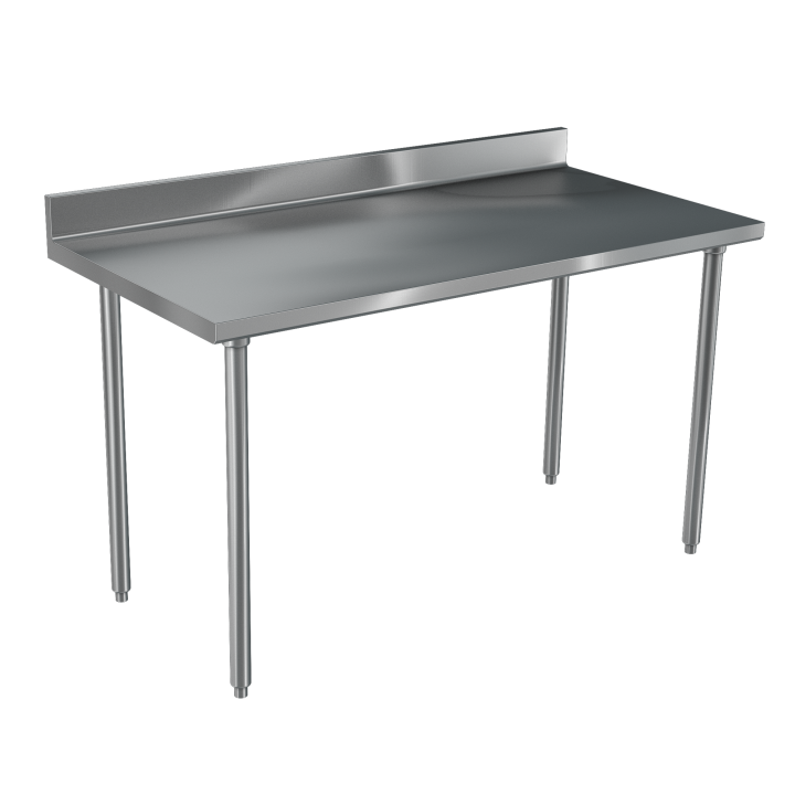 84- x 30-inch 4-Series Back of House Open Base 14-Gauge Stainless Steel Work Table with Backsplash