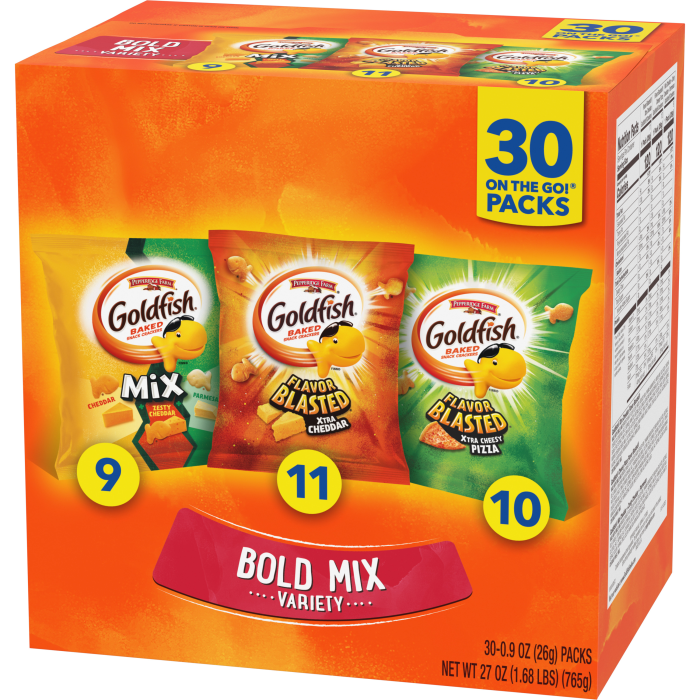 Goldfish® Bold Mix Crackers, 27 oz, bag - Right Angle Image