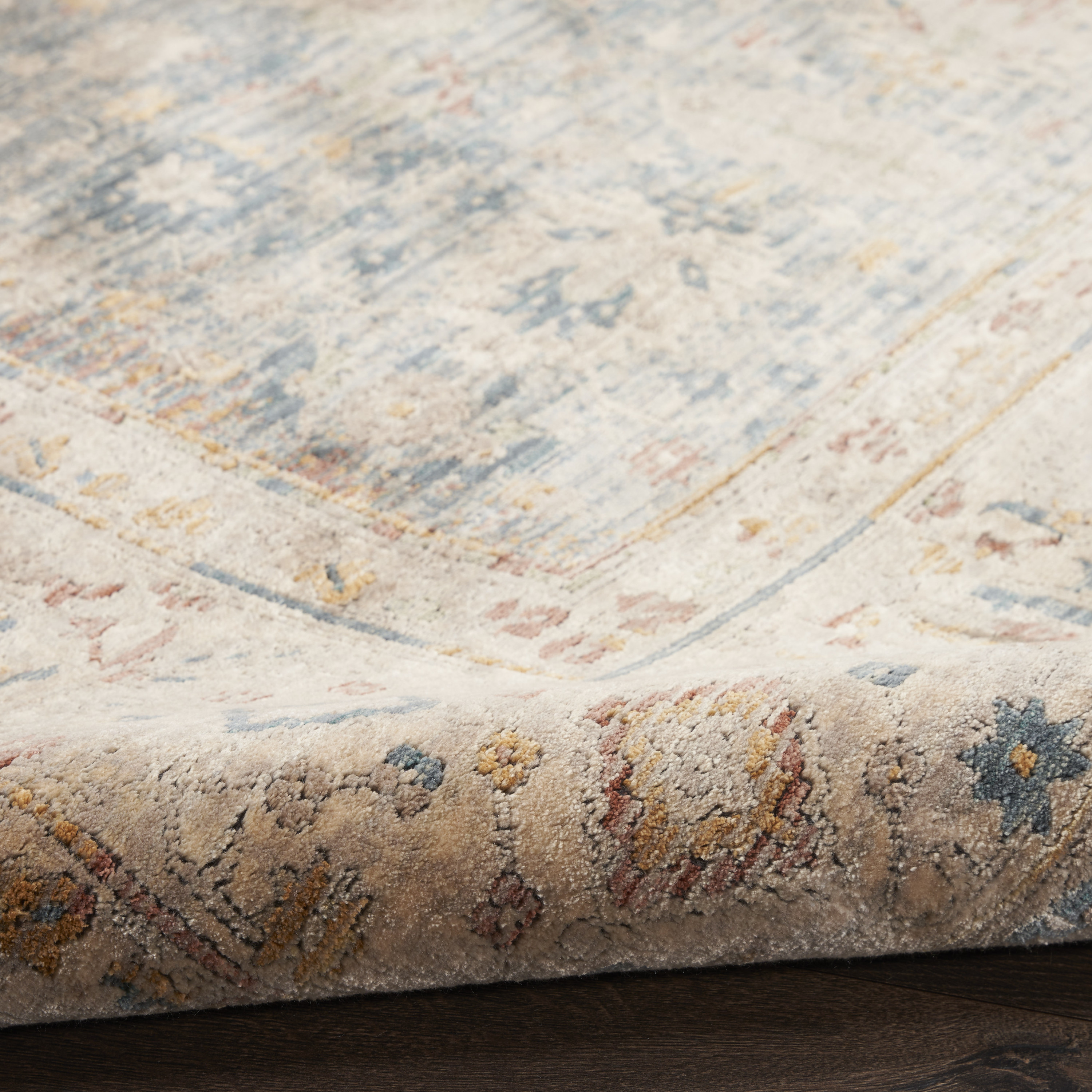 Nourison Luxurious 8'6" x 11'6" Ivory Blue Vintage Indoor Rug