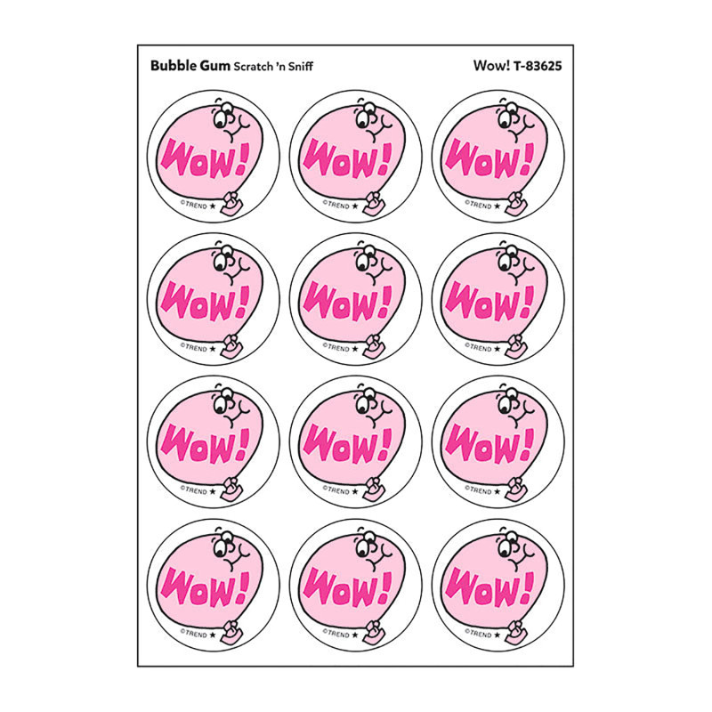 Wow!/Bubble Gum Scented Stickers, Pack of 24