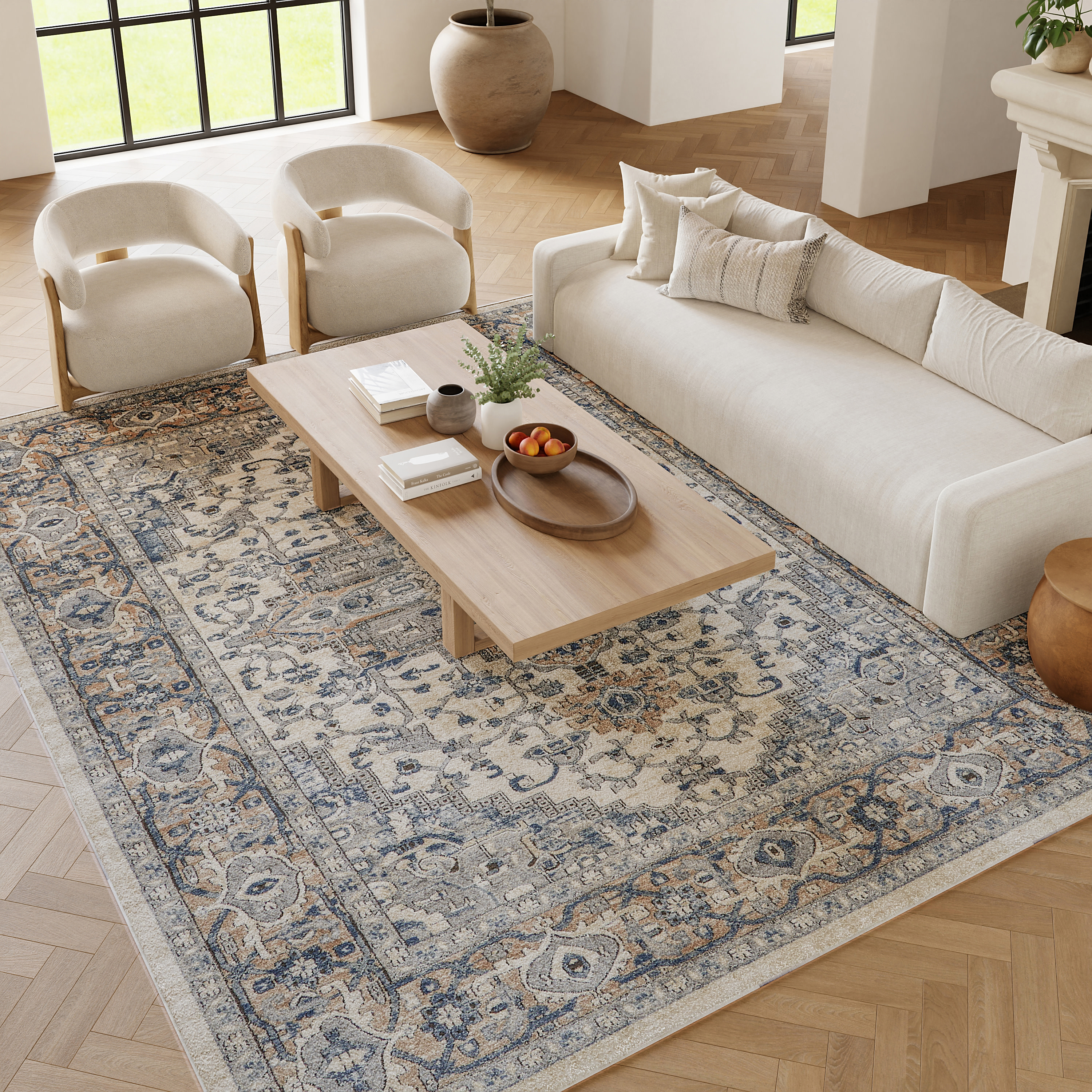 Nourison Quarry 6' x 9' Ivory Grey Farmhouse Indoor Rug