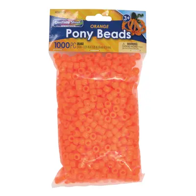 Creativity Street  Pony Beads, Orange,  6 mm x 9 mm, 1000 Pieces