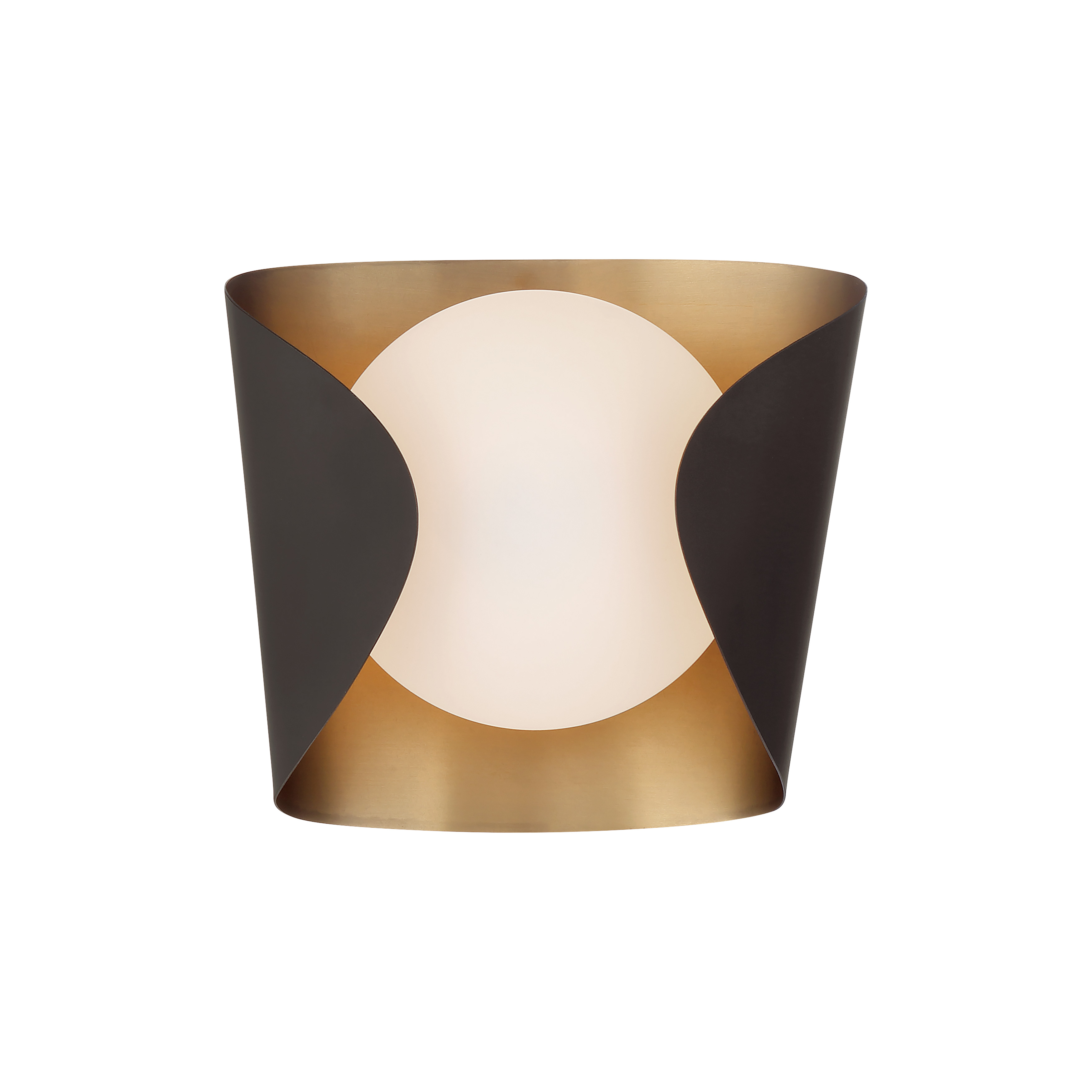 The Flare vanity light combines dark bronze and legacy brass finishes with etched opal glass for a sophisticated, contemporary look. Its compact 8.5" width makes it ideal for smaller bathrooms and powder rooms. - alternate view