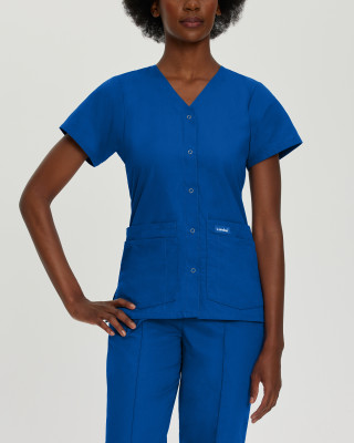 Landau Essentials Women&#8216;s 4-Pocket V-Neck Scrub Top-Landau