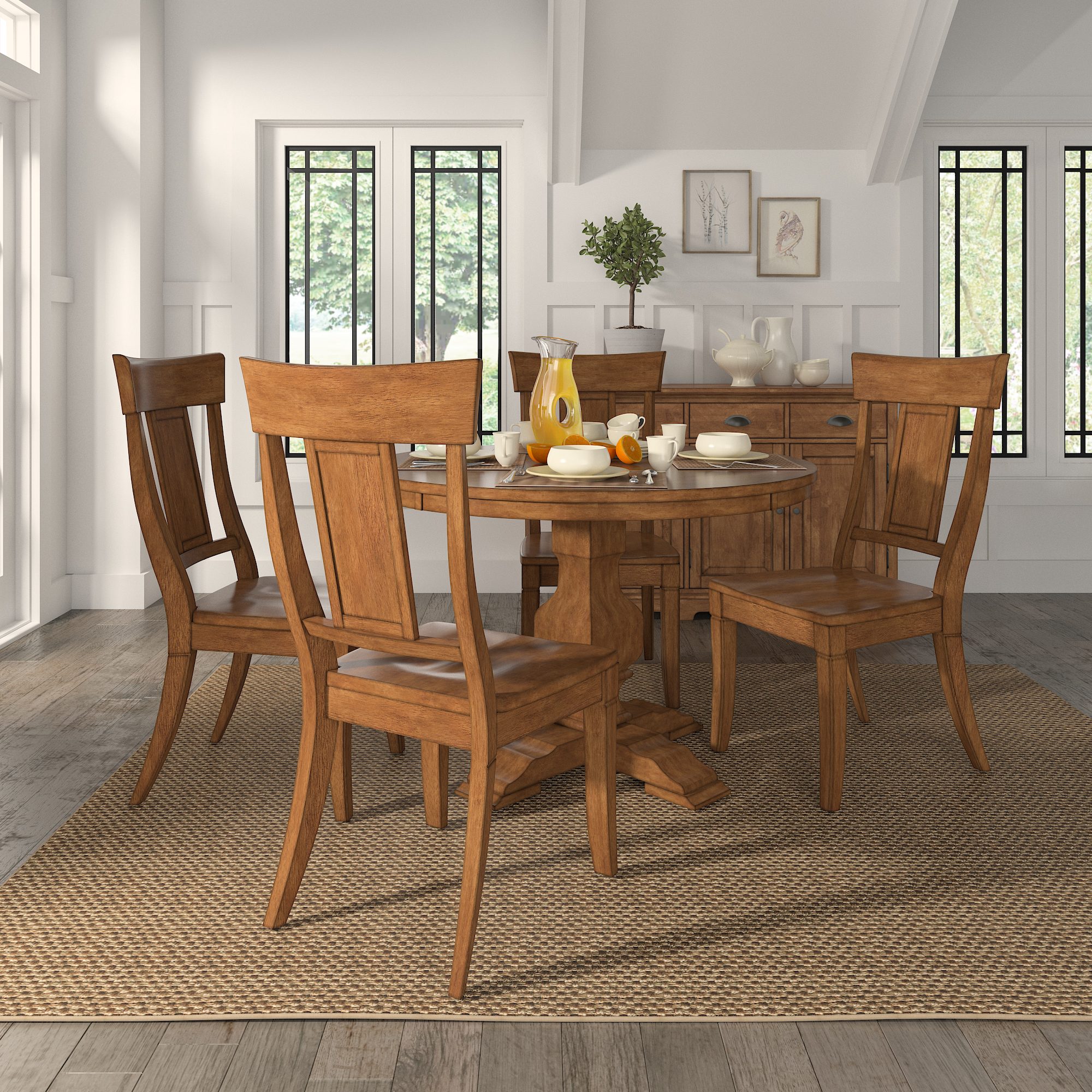 Panel Back Wood Dining Chairs (Set of 2)